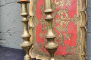 2 x Antique brass Candle Stands