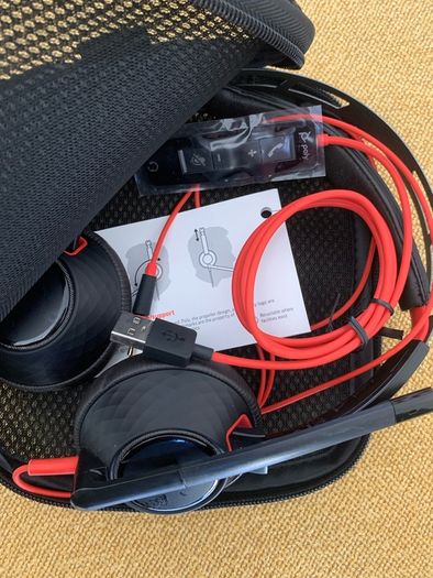 Never used Plantronics headphones + USB-A adapter