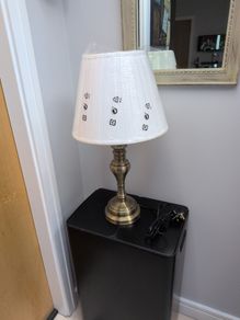 Large Brass Look Table Lamp & White Shade.  B.N.W.T