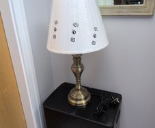 Large Brass Look Table Lamp & White Shade.  B.N.W.T