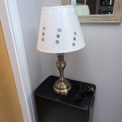 Large Brass Look Table Lamp & White Shade.  B.N.W.T