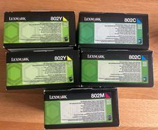 5 X Lexmark 802M 802Y 802C cyan yellow magenta  toner (original Lexmark) cx310 printer toner