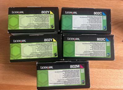 5 X Lexmark 802M 802Y 802C cyan yellow magenta  toner (original Lexmark) cx310 printer toner