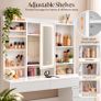 White Dressing Table with LED Mirror, Drawers and Storage Shelves Image 3