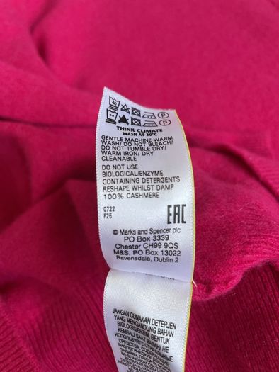 Cerise Pink cashmere jumper Size 10