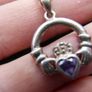 Vintage Amethyst Claddagh Irish Symbol, 925 Sterling Silver Heart Crown and Hands; 925 Irish Symbol Pendant Necklace with Amethyst 18" Image 6