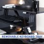 91cm Electric Motor Desk Converter Height Adjustable Riser Sit to Stand Dual Monitor and Laptop Workstation with Wide Keyboard Tray Black DESK-VE36B Image 9