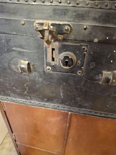 Victorian leather-covered trunk