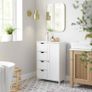 Bathroom Floor Storage Cabinet, Wooden Storage Unit with 4 Drawers, Single Door, Adjustable Shelf, for Living Room, Kitchen, Entryway, White (FREE POSTAGE) Image 2