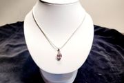 Sleek Sterling Silver Snake Chain with Pink Crystal Pendant