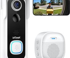 Doorbell Camera Wireless No Monthly Fee, 2K HD Video Doorbell with Chime, Smart AI Detection Instant Alert, 2-Way Talk, Clear Night Vision, Only 2.4GHz WIFI, Works with Alexa, White