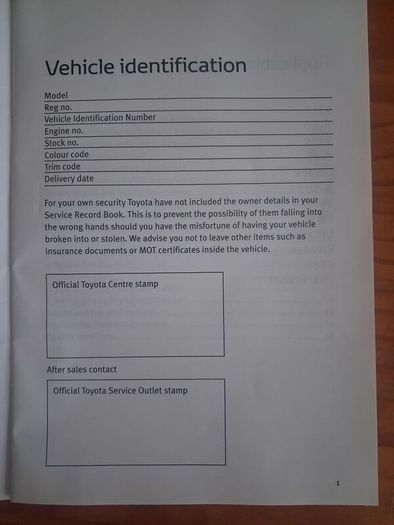 Toyota Service History Book Blank For All Models