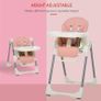 Foldable Baby High Chair Convertible Feeding Chair Height Adjustable with Adjustable Backrest Footrest and Removable Tray 5 Point Safety Harness for Kids 6 - 36 Months Pink (FREE POSTAGE) Image 4