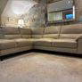 Alfredo light grey leather corner chaise sofa Image 2