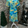 vintage summer shirt dress Blue yellow green size medium Image 2