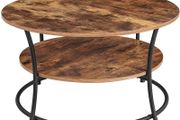 Round Coffee Table, Living Room Table, Coffee Table with Shelf, Easy Assembly, Metal, Industrial Design, Vintage, Dark Brown
