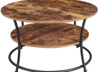 main image for ad _Round Coffee Table, Living Room Table, Coffee Table with Shelf, Easy Assembly, Metal, Industrial Design, Vintage, Dark Brown
