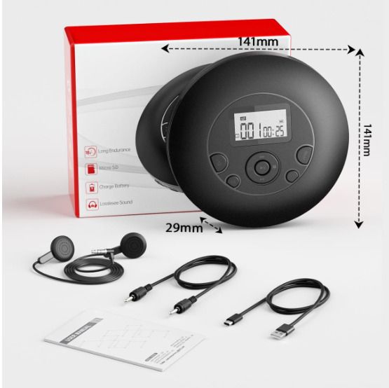 Portable CD Player, 7 Hour Battery Playtime, Compact Discman with Earphone
