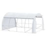 4 x 3 x 2 m Polytunnel Greenhouse w/ Roll-up Side Walls, Steel Frame Walk-in Grow House Tent w/ Zippered Door and 8 Windows and Reinforced Cover for Garden and Backyard, White Image 3