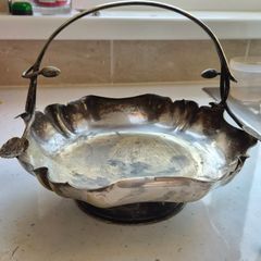 Antique Hallmarked Silver Plated Bride's Basket bowl