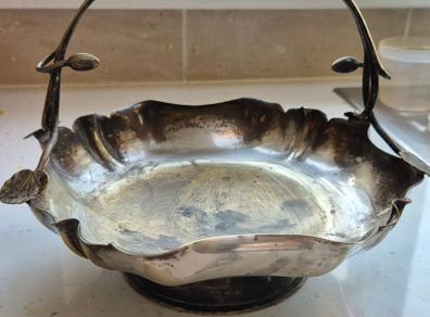 Antique Hallmarked Silver Plated Bride's Basket bowl