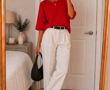 Rose + Olive Red Textured Knit Top - Size M