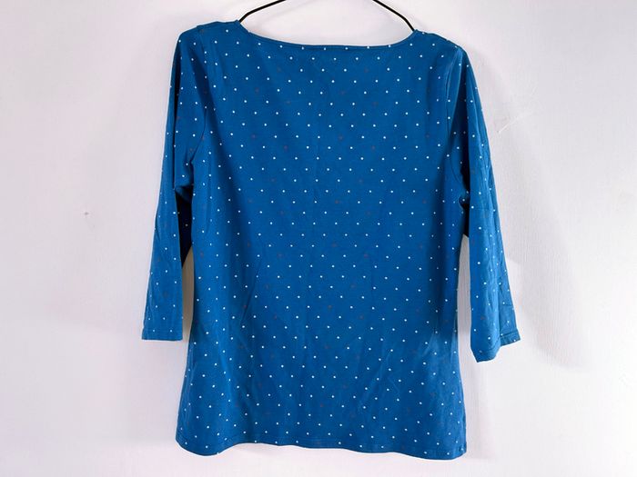 MARKS & SPENCER Ladies Blue Sleeved Polka Dot Top