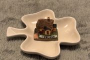 Small Shamrock shaped dish and miniature house decoration