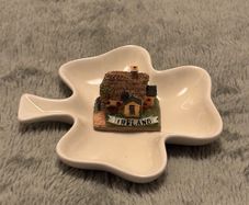Small Shamrock shaped dish and miniature house decoration