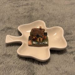 Small Shamrock shaped dish and miniature house decoration