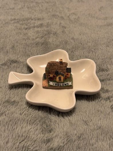 Small Shamrock shaped dish and miniature house decoration