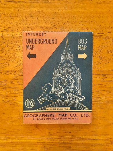 Vintage 1960's London Underground & Bus Map