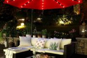 Parasol with LED solar lighting