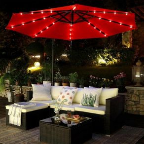 Parasol with LED solar lighting