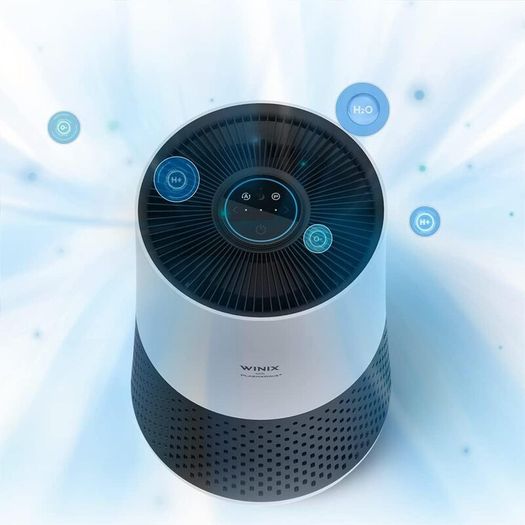Compact Air Purifier for Bedroom Home, CADR 250 mh, 50m HEPA & Carbon Filter removes Allergies, Pollen, Dust, Smoke, Air Cleaner with Air Quality Sensor, Sleep Mode