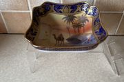 Antique 1920's Handpainted Desert scene with Colbalt blue edging &amp; 24ct gold gilding