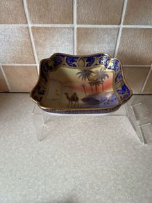 Antique 1920's Handpainted Desert scene with Colbalt blue edging & 24ct gold gilding