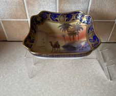 Antique 1920's Handpainted Desert scene with Colbalt blue edging & 24ct gold gilding