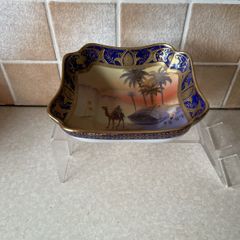 Antique 1920's Handpainted Desert scene with Colbalt blue edging & 24ct gold gilding