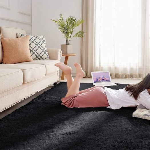 Homeware Fluffy Bedroom Rug Small Beige Area Rugs 50x80 cm for Living Room Plush Carpet Modern Soft Shaggy Pile Faux Fur Rug for Home