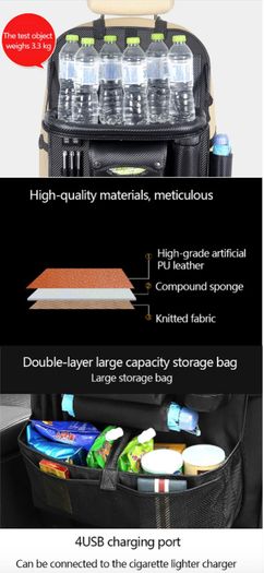 New Car Seat Organizer Back Seat Bag 4 USB Charge Storage Bag Holder Travel Multi-function Pocket Stowing Tidying Car Organizer
