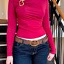 Burgundy Asymmetric Long Sleeve Top - Size S/8 Image 6