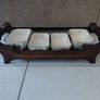 Vintage wooden serving tray with four ramekins Image 3
