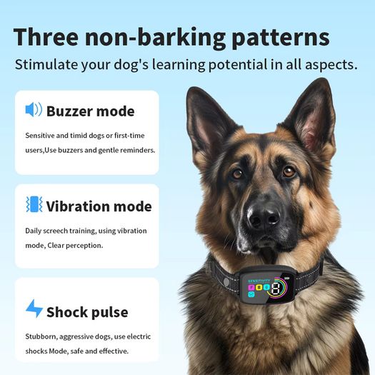 USB Rechargeable Automatic Dogs Training Collar Ultrasonic Pet Dog Anti Barking Stop Barking Vibration Anti Bark Waterproof Collar Devices Type-C