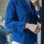 Vintage Royal Cobalt Blue Corduroy Shirt / Unisex SIZE M Image 2