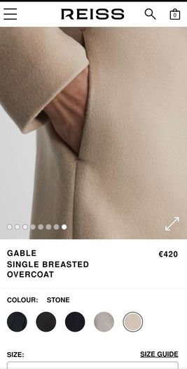Reiss Gable Gents/Men's Wool Blend Ivory Overcoat