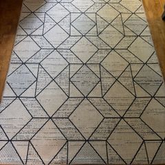 Cream and Navy Ez Living Rug