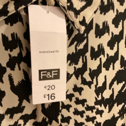 F&F Houndstooth Print Collared Blouse in Multi Black White