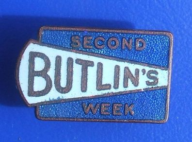 BUTLINS SECOND WEEK (Butlin's holiday camps) - resident camper's enamel badge - pennant (1960's). An early & scarce issue.