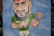 Large rugby painting on canvas